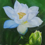 Painting titled "lotus" by Sumithran, Original Artwork, Oil