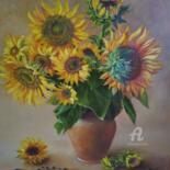 Painting titled ""Sunflower's"" by Nadia Solntseva, Original Artwork, Oil