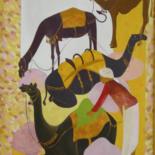 Painting titled "Camels_26x372009_oi…" by Surjit Akre, Original Artwork, Oil
