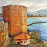 Painting titled "Red Tower in Turkey" by Sveta Makarenko, Original Artwork, Oil