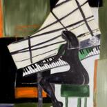 Painting titled "Piano Jazz." by Svetlana Bagdasaryan, Original Artwork, Oil Mounted on Wood Stretcher frame