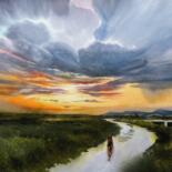 Pintura intitulada "Gone with sunset" por Svetlana Kostina, Obras de arte originais, Aquarela