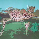 Peinture intitulée "Leopard on the tree" par Svetlana Saratova, Œuvre d'art originale, Acrylique