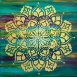 Painting titled "Gold mandala on an…" by Svetlana Saratova, Original Artwork, Acrylic