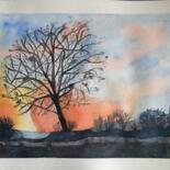 Painting titled "2014-144-soleil-cou…" by Sye, Original Artwork, Watercolor