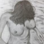 Drawing titled "femme au bain" by Sylvain Zabeth, Original Artwork, Pencil