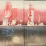 Peinture intitulée "SkyNY Red Shadow" par Sylvain Moreau (2 Pinceaux), Œuvre d'art originale, Acrylique