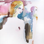 Painting titled "Spectateurs" by Sylvia Baldeva, Original Artwork, Watercolor