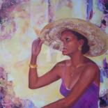 Peinture intitulée "FEMME AU CHAPEAU" par Sylvia Fuet, Œuvre d'art originale