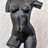Sculpture intitulée "Black FELICIA" par Sylvie Bourély (SB), Œuvre d'art originale, Argile