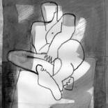 Peinture intitulée "Homme gris" par Sylvie Serre, Œuvre d'art originale, Encre