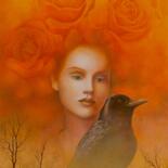 Disegno intitolato "Rêve mandarine" da Sylvie Talon, Opera d'arte originale, Matita