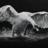 Peinture intitulée "L'envol du cygne" par Sylvie Lescan, Œuvre d'art originale, Acrylique Monté sur Châssis en bois