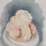 Peinture intitulée "choux roses" par Sylvie Pioli, Œuvre d'art originale, Aquarelle