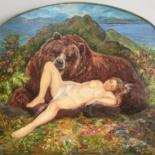 Картина под названием "Машенька и Медведь…" - Татьяна Мамонова, Подлинное произведение искусства, Масло