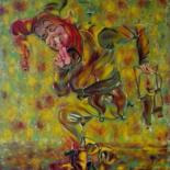 Painting titled "Harlequin Oil paint…" by Elena Tananaeva, Original Artwork, Oil Mounted on Wood Stretcher frame