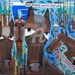 Painting titled "Horses" by Tarek Ben Yakhlef, Original Artwork, Acrylic