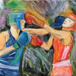 Painting titled "Boxing girls" by Tatiana Sirius, Original Artwork, Acrylic