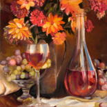 Malerei mit dem Titel "Red wine" von Tatjana Gurbo, Original-Kunstwerk, Öl