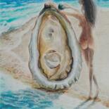 Peinture intitulée "La mer/ la mère" par Tatyana Lukanenko, Œuvre d'art originale, Conté