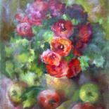 Painting titled "Red Flower" by Tatyana Berestov, Original Artwork, Oil