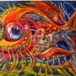 Painting titled "Golden fish" by Temo D, Original Artwork, Oil