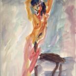 Картина под названием "Watercolor standing…" - Terushige Matsumoto, Подлинное произведение искусства, Акварель