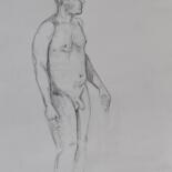 Dessin intitulée "Nude Portrait Man N…" par Thekla Kellmann, Œuvre d'art originale, Crayon