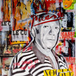 Peinture intitulée "Picasso "El Liberal"" par Thierry Angot, Œuvre d'art originale, Collages Monté sur Châssis en bois
