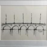 Drawing titled "Pont incognito" by Thierry Guilbert, Original Artwork
