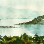 Malerei mit dem Titel "Lago di Como 5" von Tito Fornasiero, Original-Kunstwerk, Aquarell