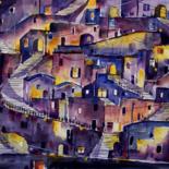 Painting titled "Cromatismo notturno…" by Tito Fornasiero, Original Artwork, Watercolor