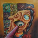 Painting titled "L'Occhio" by Titti Milos, Original Artwork, Oil