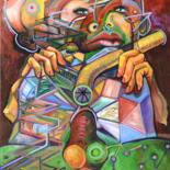 Painting titled "Thw Waning of the M…" by Tom Aberneithie, Original Artwork, Oil