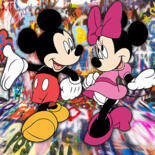 Malarstwo zatytułowany „Mickey And Minnie M…” autorstwa Tony Rubino, Oryginalna praca, Akryl Zamontowany na Drewniana rama n…