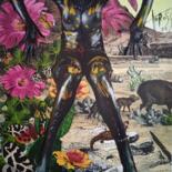Collages titled "black beauty baker" by Toross, Original Artwork, Acrylic Mounted on Cardboard