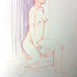 Drawing titled "Nu de Jacqueline su…" by Toumire, Original Artwork, Chalk