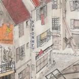 Drawing titled "VIEILLE RUE DE PARIS" by Robert Damas Le Roger, Original Artwork