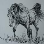 Dessin intitulée "Horse 13" par Katerina Evgenieva, Œuvre d'art originale, Encre