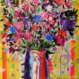 Pintura titulada "Field flowers - tex…" por Aliaksandra Tsesarskaya, Obra de arte original, Acrílico