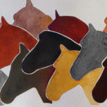 Painting titled "Horses I" by Ulli Heupel, Original Artwork, Watercolor