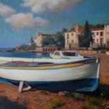 Painting titled "seascape with boats" by Unknown Artist, Original Artwork