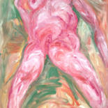 제목이 "Red nude in green"인 미술작품 Unos Lee로, 원작, 기름 나무 들것 프레임에 장착됨