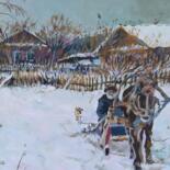 Картина под названием "Деревня зимой" - Владимир Курьяков (Vladimir Kuryakov), Подлинное произведение искусства, Масло Устан…