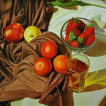 Painting titled "Still life with str…" by Valeri Tsvetkov, Original Artwork, Oil Mounted on Wood Stretcher frame