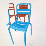 Dessin intitulée "Les chaises" par Valérie Perlein, Œuvre d'art originale, Acrylique