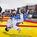 Pittura intitolato "Judo: Le shiai, pro…" da Valérie Schuler, Opera d'arte originale, Acrilico Montato su Telaio per barella…