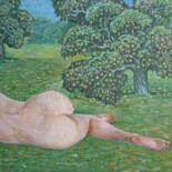 Pittura intitolato "In the garden" da Valerii Oliinyk, Opera d'arte originale, Olio