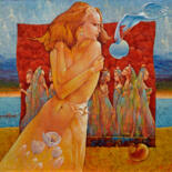Peinture intitulée "Ripe Apple of Desire" par Valeriy Kot, Œuvre d'art originale, Huile Monté sur Châssis en bois