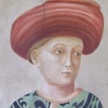 Painting titled "Homme chapeau rouge" by Véronique Van Eetvelde, Original Artwork, Other